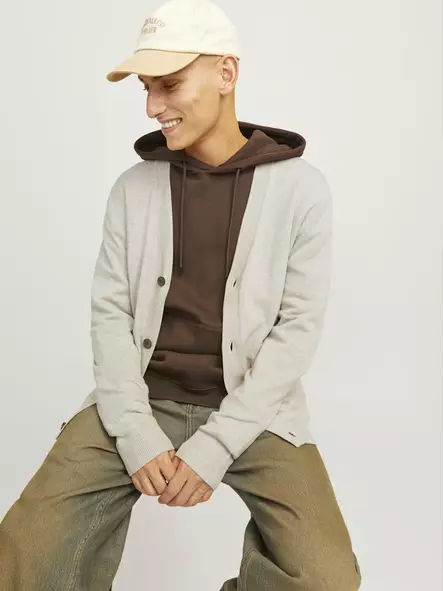 Jack&Jones men's cardigan Knit oatmeal - Men's knitwear - 136906 - 1