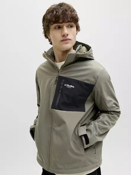 Jack&Jones men's softshell jacket JJNORTH dusty olive - Men's jackets - 140136 - 1