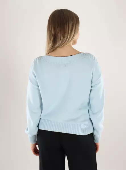JDY women's cotton sweater Boatneck cashmere blue - Women's knitwear - 140176 - 2