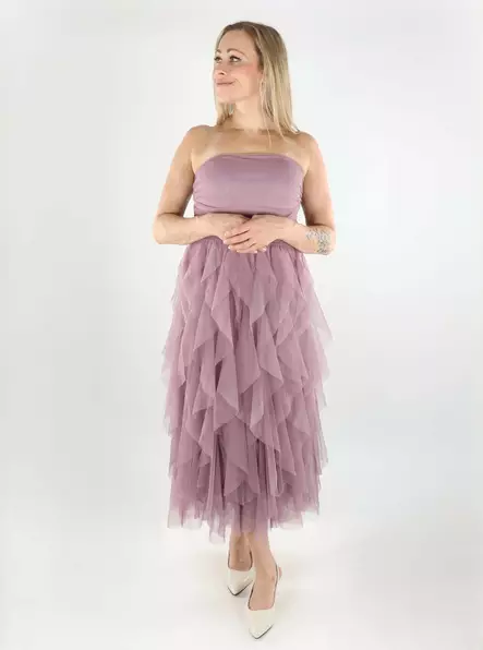 Only frill hem dress Sky Long elderberry - Dresses and tunics - 138566 - 1