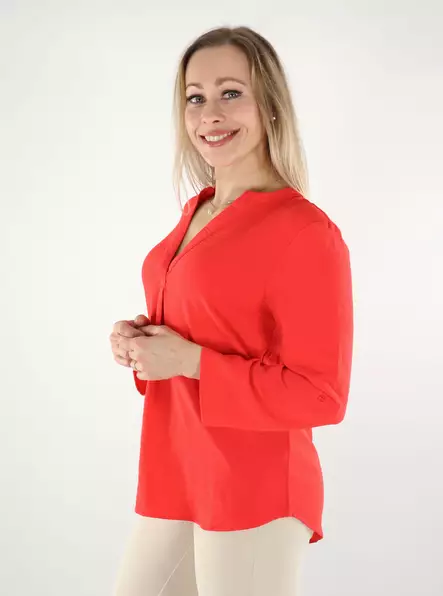 Vila women's shirt V-Neck poppy red - Women's long sleeved shirts - 137526 - 1