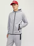 Jack&Jones men's zip hoodie JCOFUSION Sweat Zip light grey melange - Men's jackets - 138886 - 1