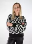 Only women's patterned sweater O-Neck black/cloud dancer - Women's knitwear - 137146 - 1