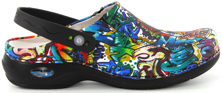 Nursing Care Machine washable clogs WG4PF3 graffiti - Women's work shoes - 113196 - 3