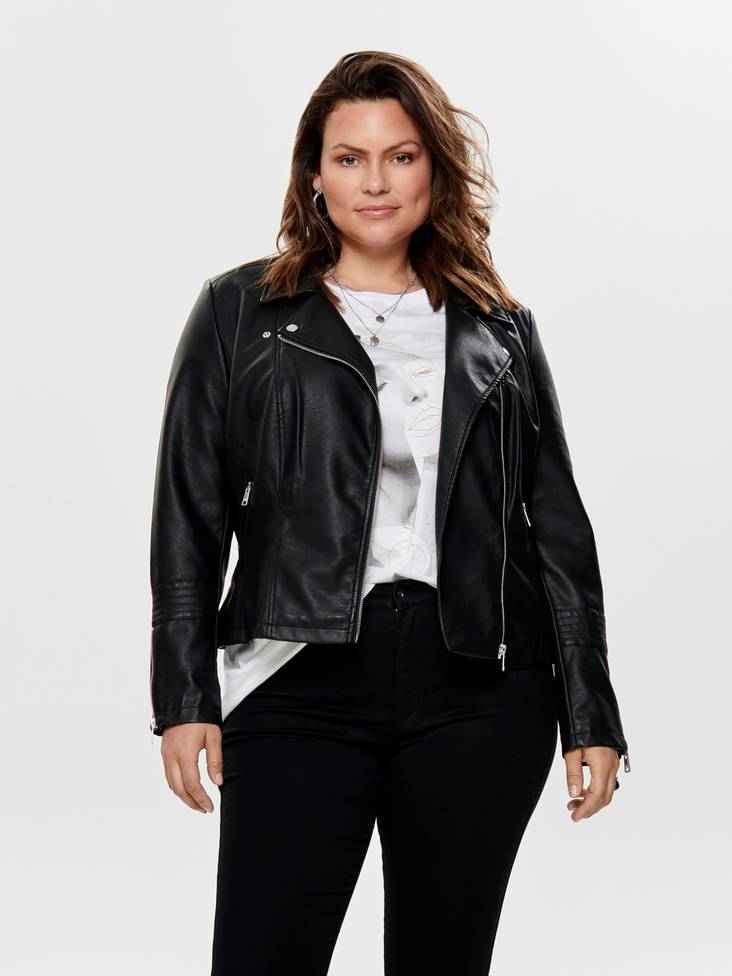 Only Carmakoma Women's Jacket biker, Black - Women's leather- and pu-jackets - 124886 - 1