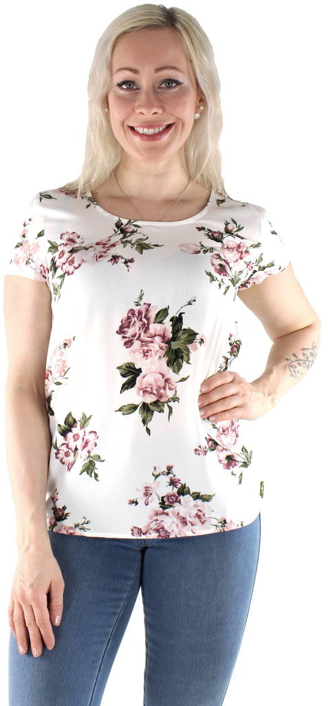 Only T-shirt First life, White/Rose flower - Women's T-shirts - 128806 - 1