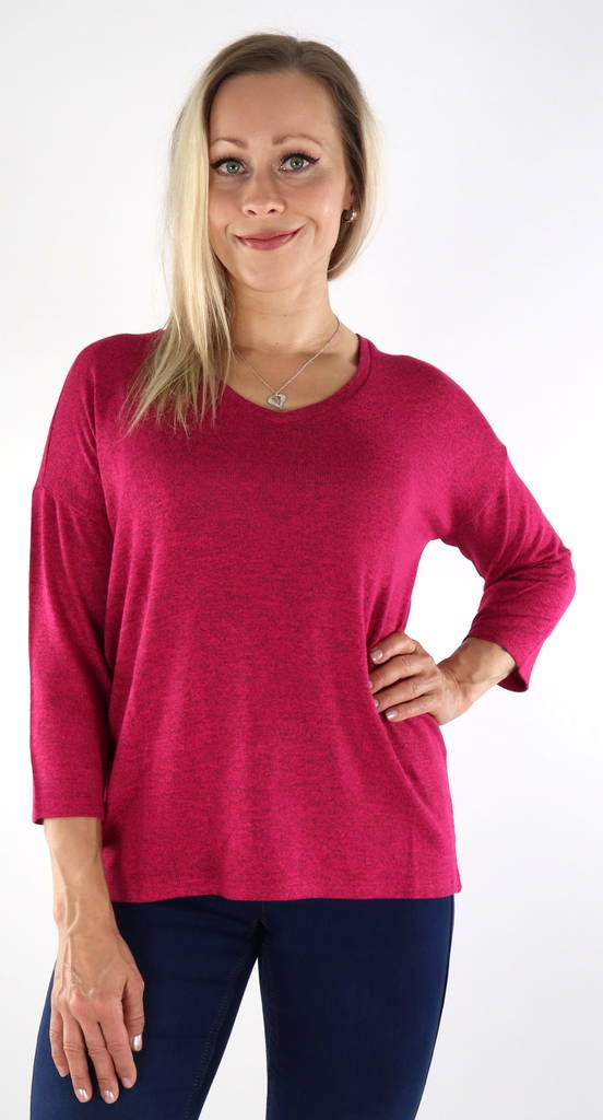 Vero Moda sweater Brianna v-neck fuchsia - Women's knitwear - 133966 - 1