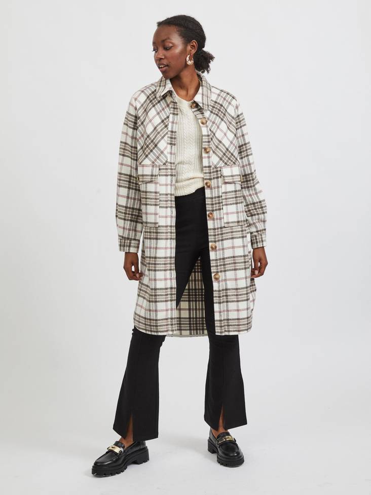 Vila Jacket Bira check shacket birch/rose - Women's light jackets - 129036 - 1