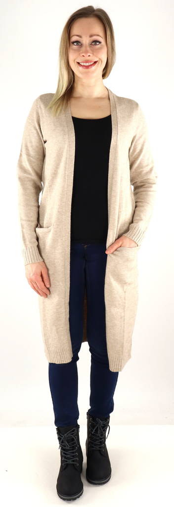 Vila Cardigan Ril long natural melange - Women's knitwear - 132766 - 1