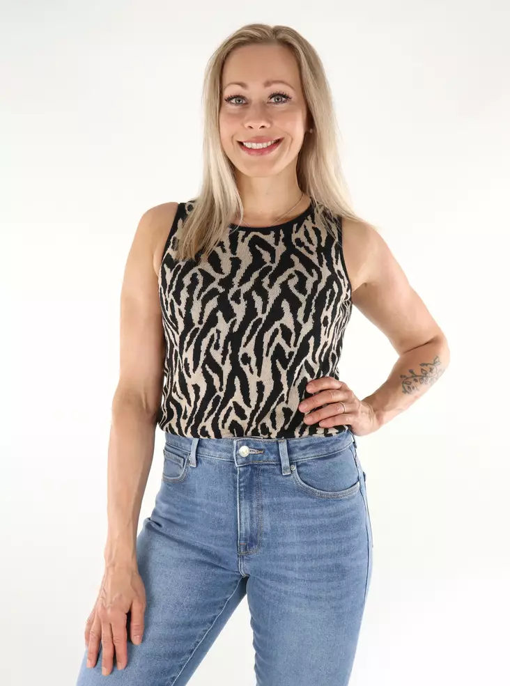 JDY women's top Marble O-Neck black/tapioca - Women's tank tops - 136406 - 1