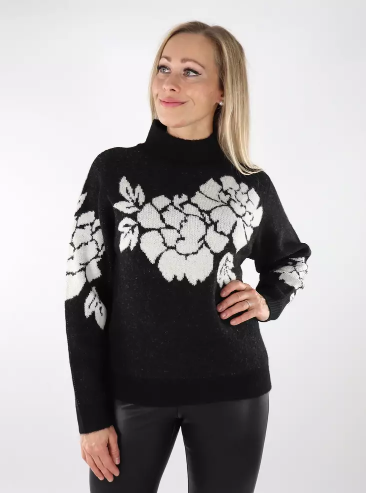 Vila women's sweater Mock black/flower egg - Women's knitwear - 136926 - 1