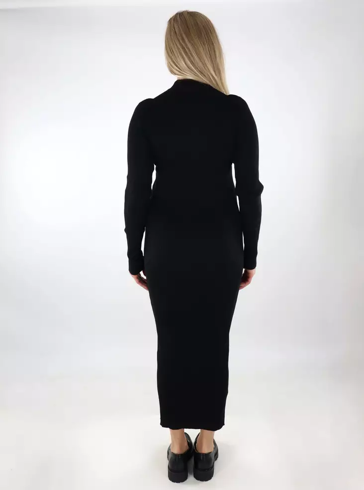 knee length dresses for ladies Green Knit Dress Long Sleeve Midi
