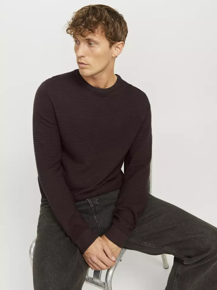 Jack&Jones men's sweater Otto Crew Neck Vineyard wine - Men's knitwear - 137286 - 1