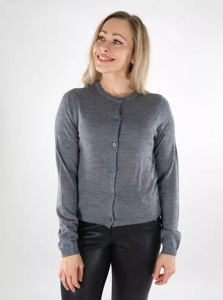 JDY women's merino wool cardigan Pacific Wool dark grey - Women's knitwear - 137376 - 1