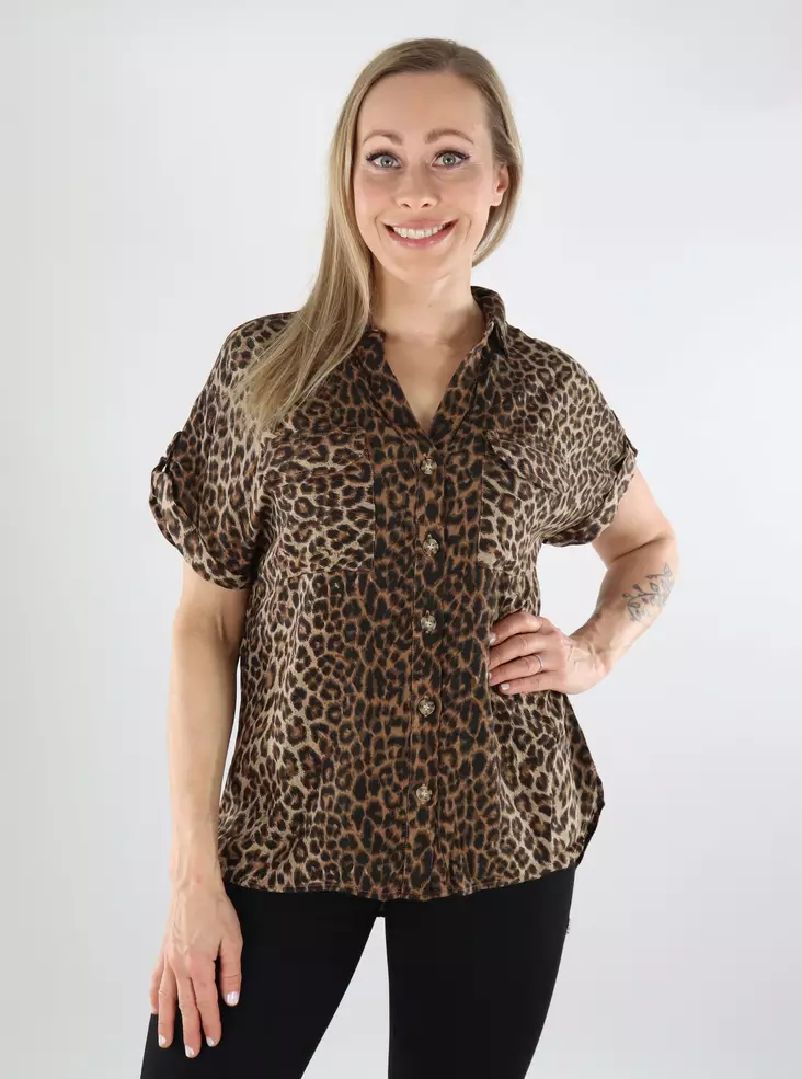 Vero Moda women's t-shirt silvermink/leopard - Women's T-shirts - 138436 - 1