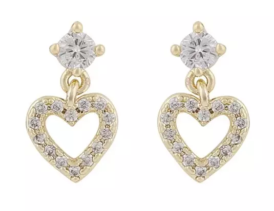 Snö of Sweden Earrings Nisi heart gold/clear - Earrings - 138636 - 1