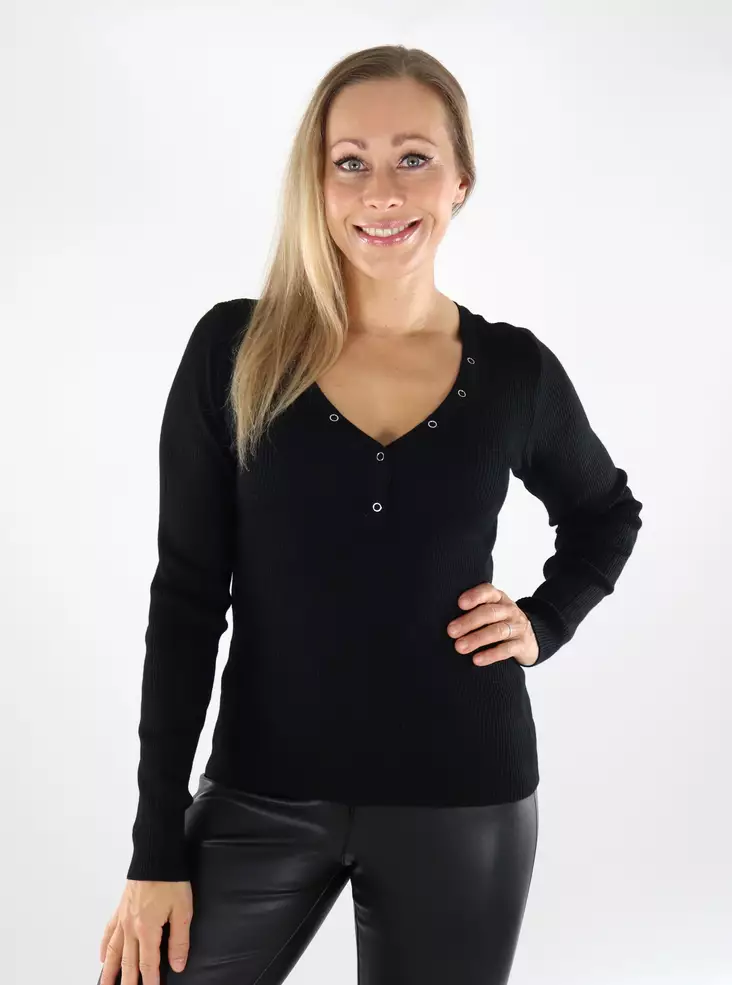 Vila women's sweater V-Neck black beauty - Women's knitwear - 139006 - 1