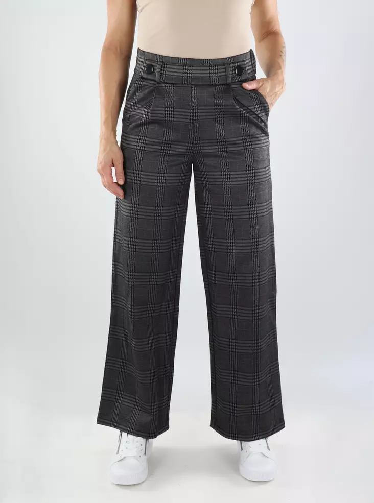 JDY women's trousers Check granite gray/dark check - Women's trousers - 139086 - 1