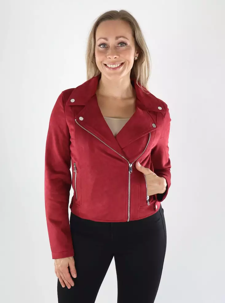 Vero Moda jacket SHORT FAUX SUEDE biking red - Women's light jackets - 141386 - 1