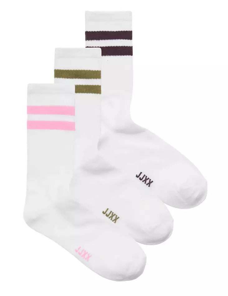 JJXX Socks basic tennis 3-pack white/winetas - Women's socks and tights - 141396 - 1