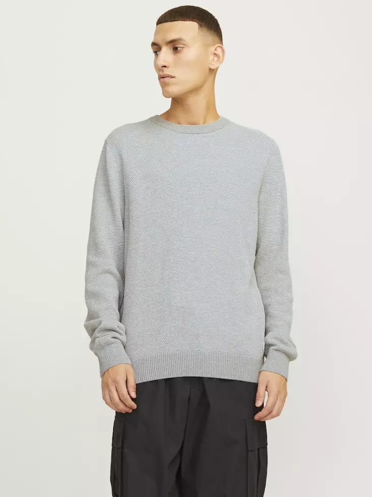 Jack&Jones Sweater JJEGLOBE light grey melange - Men's knitwear - 139466 - 1