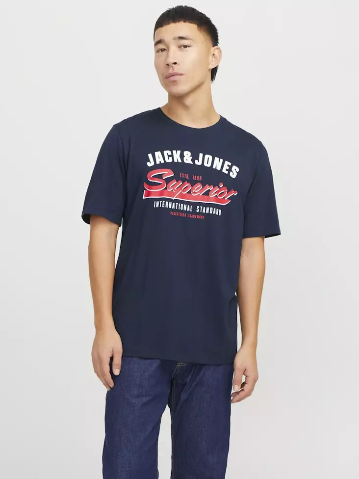 Jack & Jones Men's Logo T-Shirt - 100% Organic Cotton, Standard Fit, Crew Neck, Short Sleeve - View #2