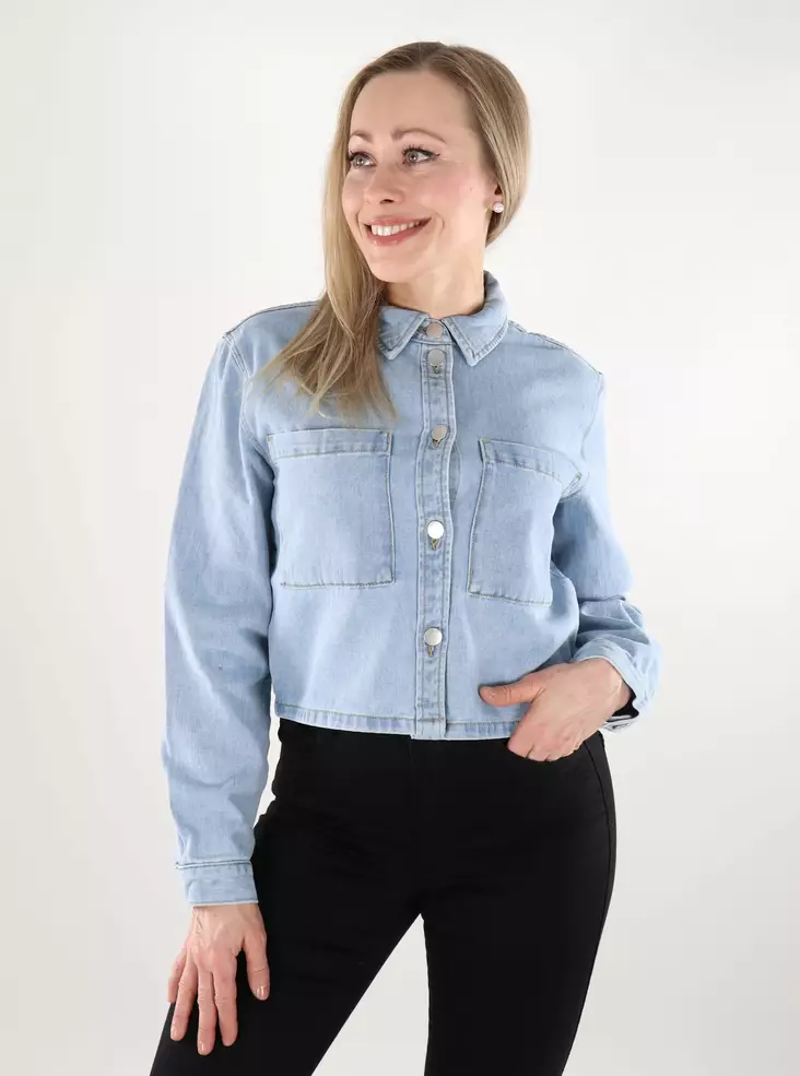JDY women's short denim jacket Boxy Shacket light blue - Women's denim jackets - 137936 - 1