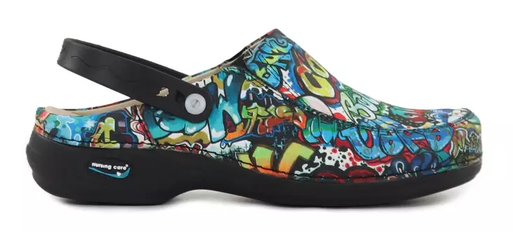 Nursing Care Machine Washable Genuine Leather Work Shoes WG4PF3 Paris Graffiti - Women's work shoes - 113196 - 1