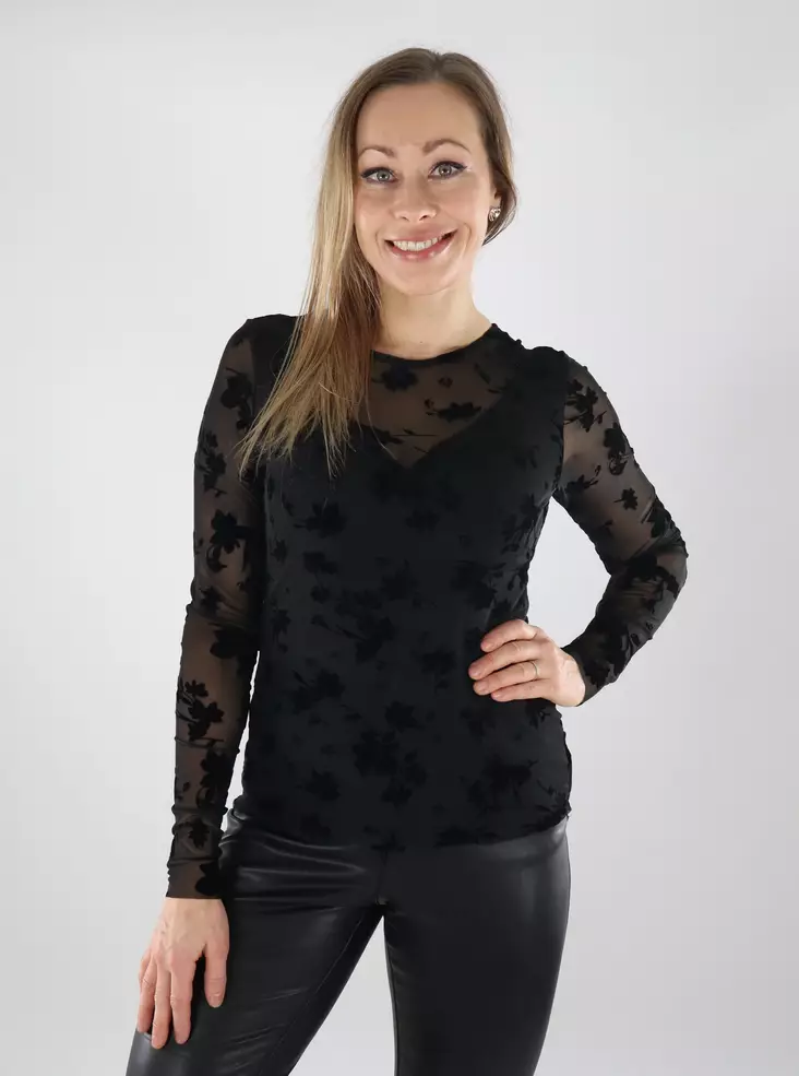 Only women's shirt Mix Flocked black/flock flow - Women's long sleeved shirts - 139976 - 1