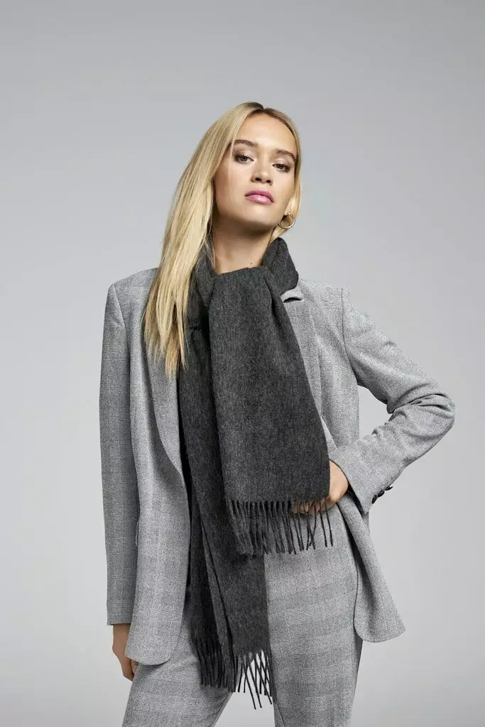 Only wool scarf Wool dark grey - Women's scarfs - 137276 - 1
