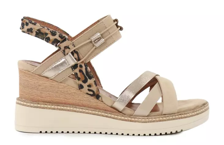 Tamaris wedge sandals 28357-44 tan comb - Tamaris women`s sandals - 138516 - 1