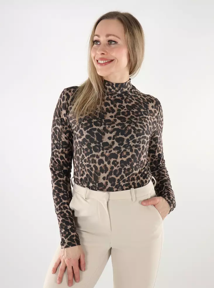 Vila women's high-necked shirt Rollneck nomad/leo - Women's long sleeved shirts - 137616 - 1