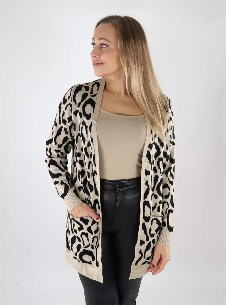 Vila women's cardigan Open natural/jaquard - Women's knitwear - 139506 - 1