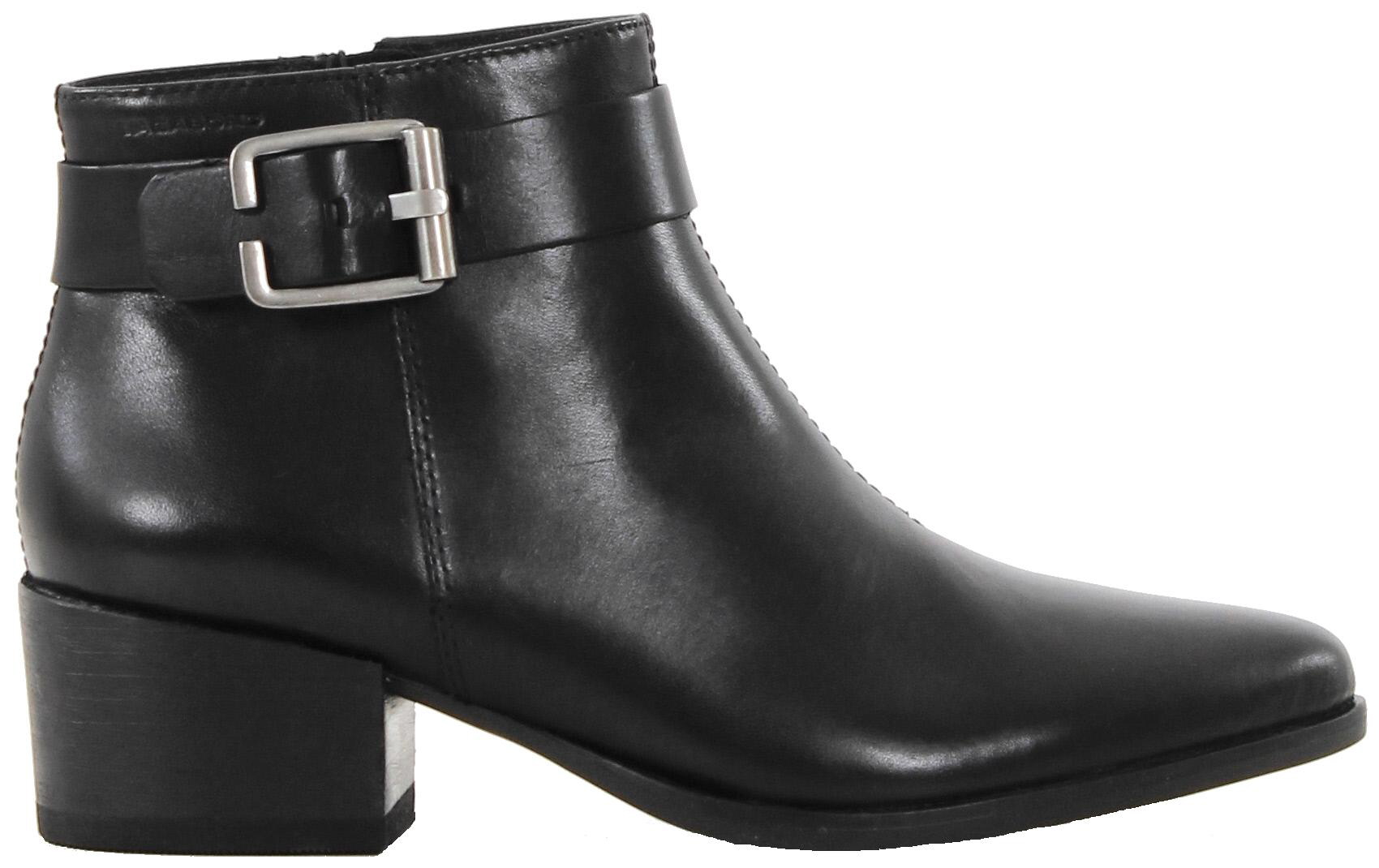 vagabond marja heeled ankle boots with stitching in black leather