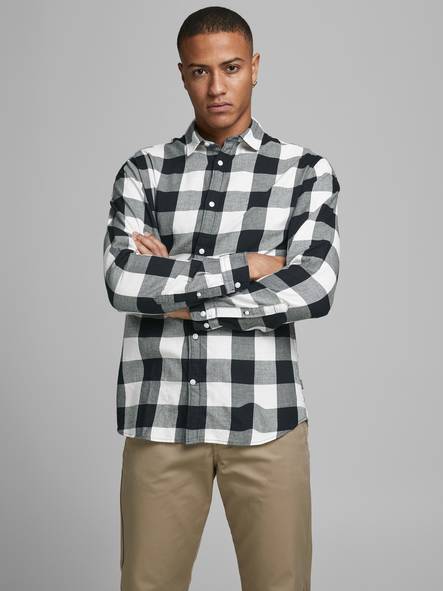 Jack&Jones Dress Shirt Egingham, white/black - Men's dress shirts - 130047 - 1