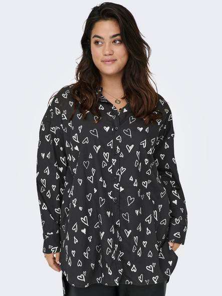 Only Carmakoma Dress Shirt black/heart - Women's shirts and blouses - 132137 - 1