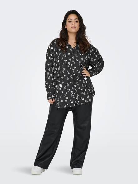 Only Carmakoma Dress Shirt black/heart - Women's shirts and blouses - 132137 - 2