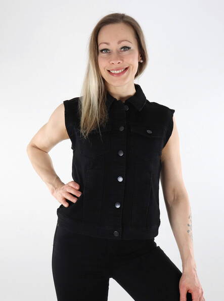 Only women s denim vest Wonder washed black Stilettoshop.eu webstore