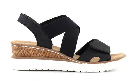 Rieker women's wedge sandals V38G8-00 black - Rieker women`s sandals - 135767 - 1