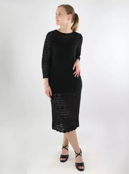 JDY long knit dress Sun Lay 3/4 black - Dresses and tunics - 137777 - 1