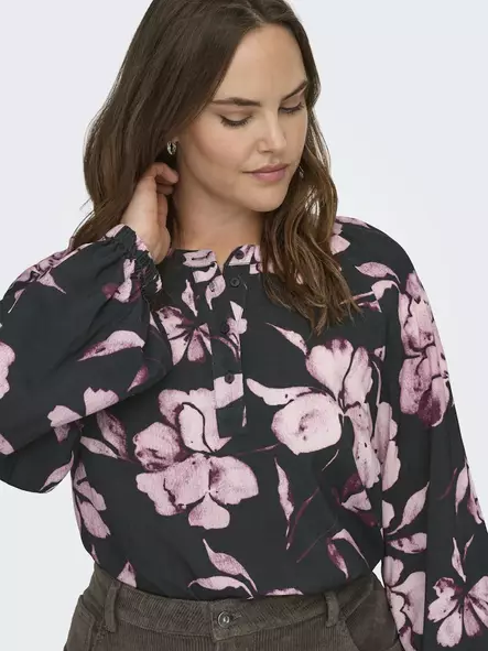 Only Carmakoma plus size shirt black/flower - Women's long sleeved shirts - 140057 - 2