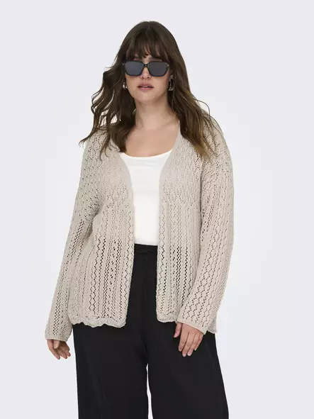 Only Carmakoma plus size lace cardigan feather gray - Women's knitwear - 138037 - 2