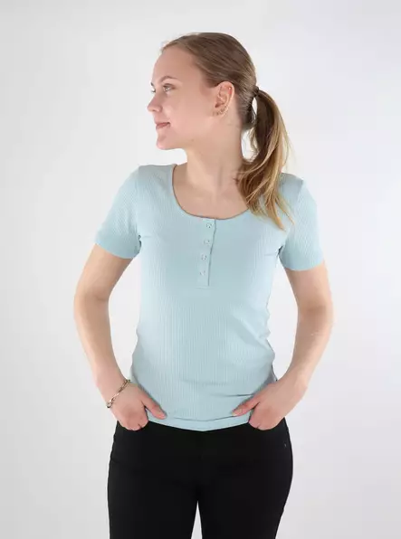 Pieces women's ribbed t-shirt cloud blue - Women's T-shirts - 137837 - 1