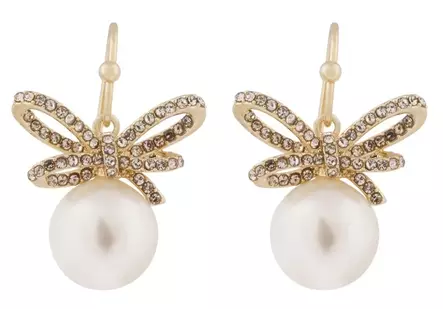 Snö of Sweden Earrings Ribbon gold/clear - Earrings - 140027 - 1