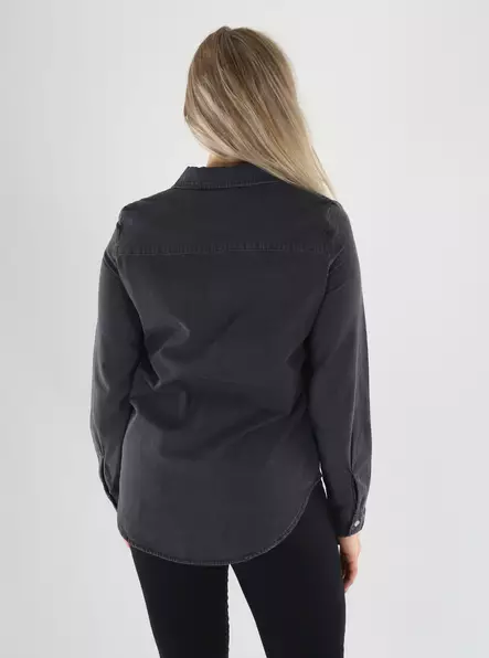 Vero Moda VMBUMPY LS LOOSE black denim shirt - Women's shirts and blouses - 141527 - 2