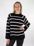 Vero Moda women's striped sweater O-Neck black/w.birch - Women's knitwear - 137217 - 1