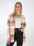 Only women's striped cardigan cloud pink/misty - Women's knitwear - 136847 - 1