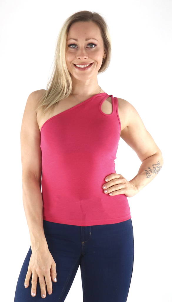 JJXX One-Shoulder Top raspberry sorbet - Women's tank tops - 133847 - 1