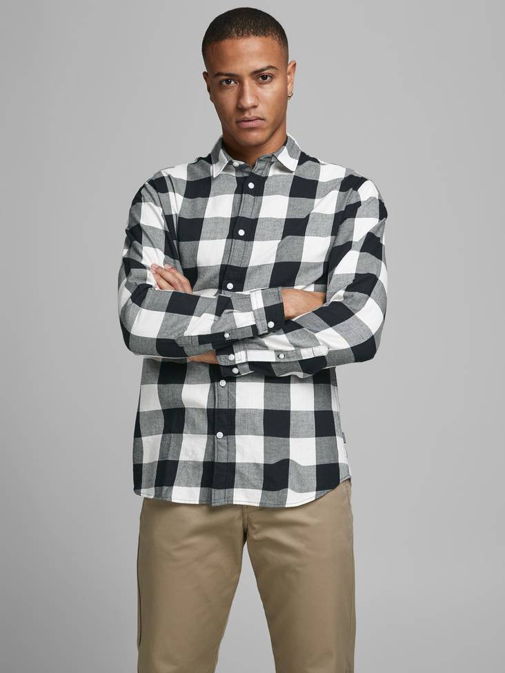 Jack&Jones Dress Shirt Egingham, white/black - Men's dress shirts - 130047 - 1