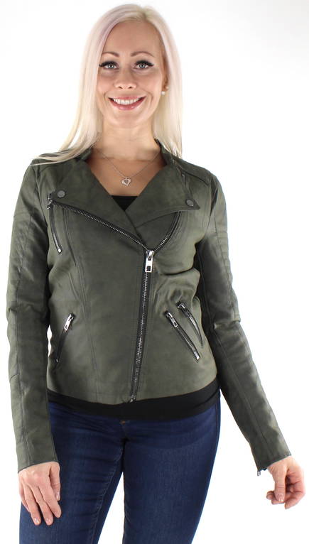 Verdorren China BES Only Jacket Ava faux biker, dark green - Stilettoshop.eu webstore